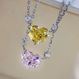 3ct Pink Diamond Pendant Sterling Silver Necklace Women Bridal Jewelry