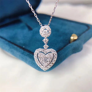 Lab Diamond cz Pendant 925 Silver Necklace For Women