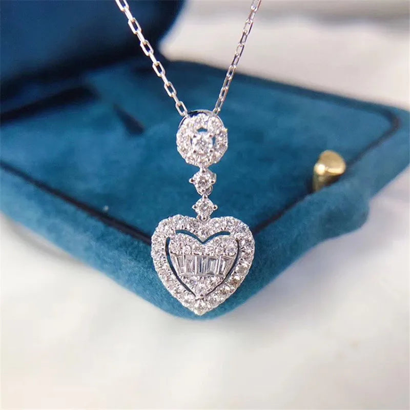 Lab Diamond cz Pendant 925 Silver Necklace For Women