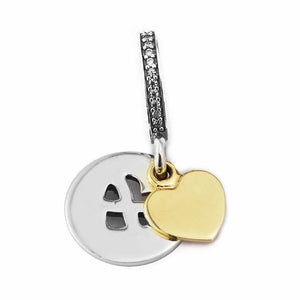 Clear CZ Golden Infinity Dangle Charms 925 Sterling Silver