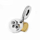 Clear CZ Golden Infinity Dangle Charms 925 Sterling Silver