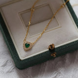 Emerald Heart of the Sea 925 Silver Necklace - Japanese Style