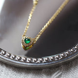Emerald Heart of the Sea 925 Silver Necklace - Japanese Style