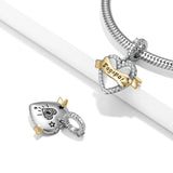 S925 Heart Ribbon Crystal Charm for Women Bracelet Necklace