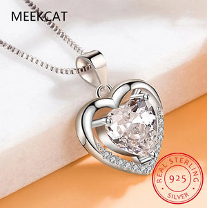 3ct Moissanite Diamond Heart Pendant 925 Sterling Silver Charm Necklace