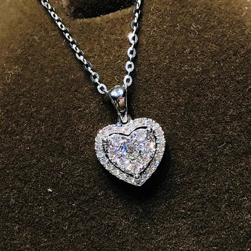 Heart 3ct Moissanite Pendant 925 Sterling Silver Charm Wedding Necklace