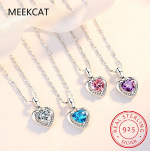 3ct Moissanite Diamond Heart Pendant 925 Sterling Silver Charm Necklace