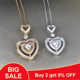 Heart Pendant CZ Necklace 925 Sterling Silver