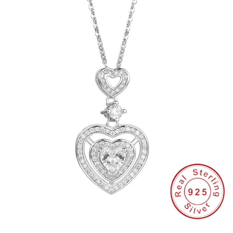 CZ Sona Necklace 5A Zircon Real 925 Sterling Silver Wedding Pendant