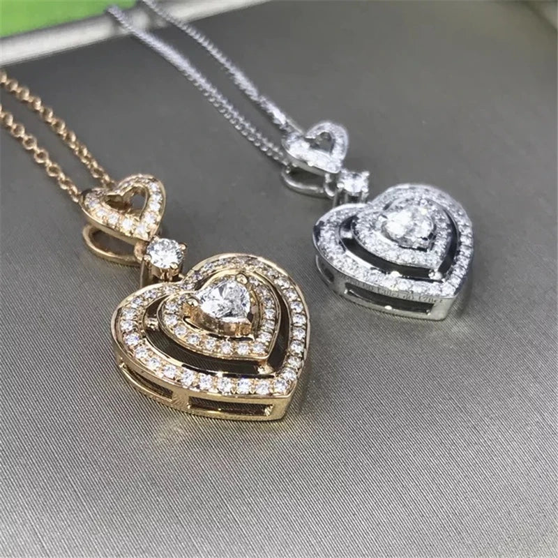 Heart Pendant CZ Necklace 925 Sterling Silver