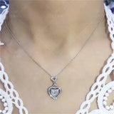 Heart Pendant CZ Necklace 925 Sterling Silver