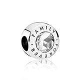 Family Love Heart Charms Beads for DIY 925 Silver Bracelet Jewelry
