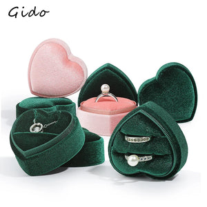 Heart-shaped Corduroy Box Ring Pair Earrings Pendant Box