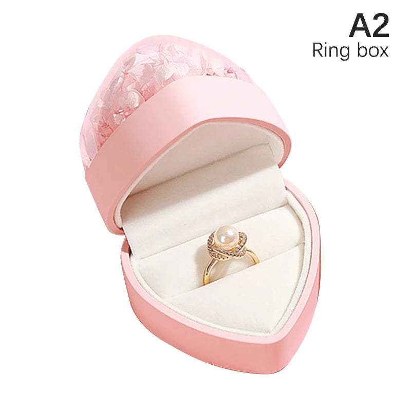 Heart-shaped Jewelry Box Ring Necklace Display Holder Wedding Ring box