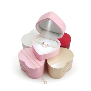 Heart Shaped LED Light Jewelry Box Ring Pendant Gift Packaging Display