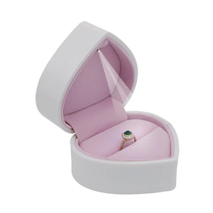 Heart Shaped LED Light Jewelry Box Ring Pendant Gift Packaging Display