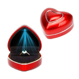 LED Light Wedding Ring Box Heart Shape Jewelry Display Case Holder