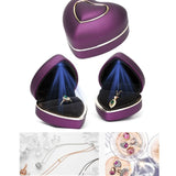 LED Light Wedding Ring Box Heart Shape Jewelry Display Case Holder