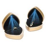 LED Light Wedding Ring Box Heart Shape for Rings Necklace