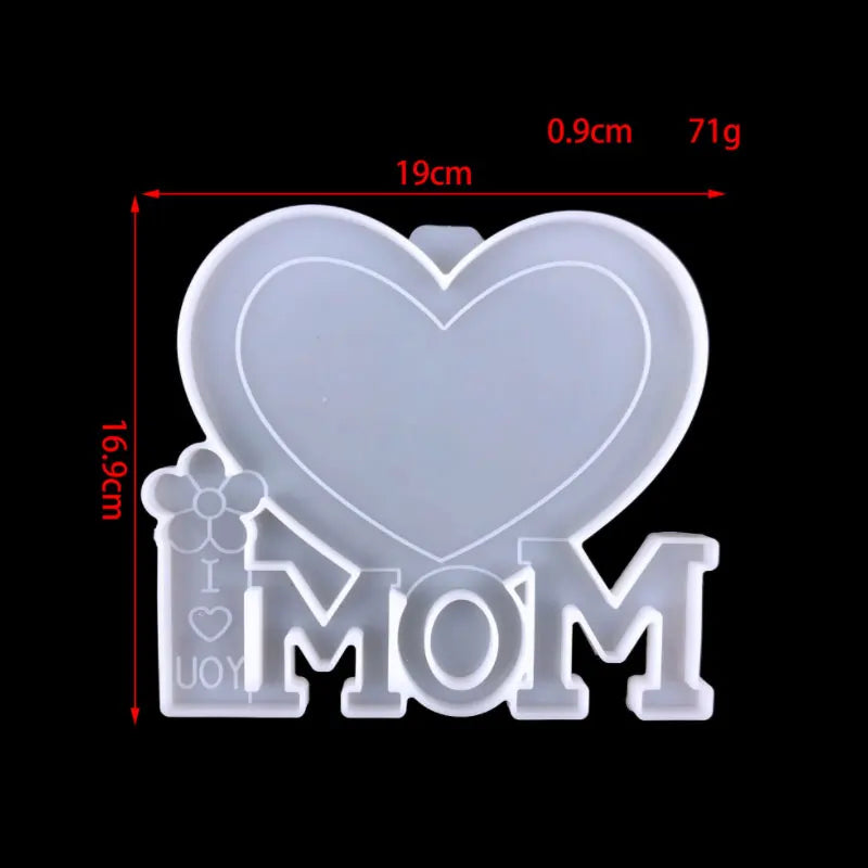 Heart-shaped MOM Letter Photo Frame Silicone Mold for Resin DIY Decoration