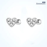Heart-shaped Zircon Stud Earring Silver Plating Ear Cuff Piercing