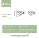 Heart-shaped Zircon Stud Earring Silver Plating Ear Cuff Piercing