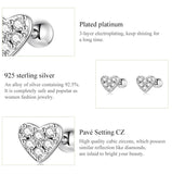 Heart-shaped Zircon Stud Earring Silver Plating Ear Cuff Piercing