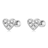 Heart-shaped Zircon Stud Earring Silver Plating Ear Cuff Piercing