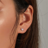 Heart-shaped Zircon Stud Earring Silver Plating Ear Cuff Piercing