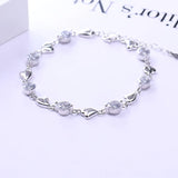Heart Shaped Silver Bracelet with Zircon for Girlfriend