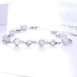 Heart Shaped Silver Bracelet with Zircon for Girlfriend
