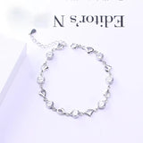 Heart Shaped Silver Bracelet with Zircon for Girlfriend