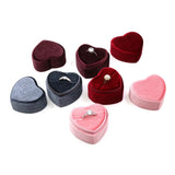 Heart-shaped Velvet Double Ring Boxes Gift Storage Jewelry Packaging