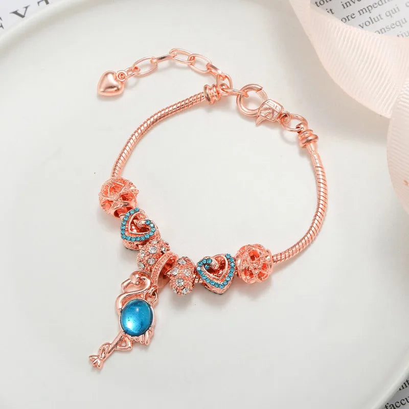 Zircon Charm Pendant Bracelet Flamingo Adjustable Length