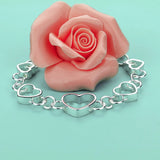 Heart Bracelet 925 Sterling Silver Women's Charm Jewelry