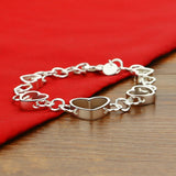 Heart Bracelet 925 Sterling Silver Women's Charm Jewelry