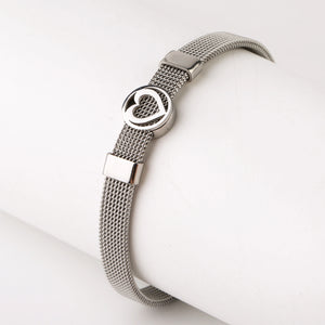 Heart-shaped Stainless Steel Bracelet Mesh Strap Magnet Clasp