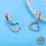 Heart Rainbow Zircon Necklace Pendant 925 Sterling Silver Beads