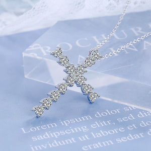 Heart Zircon Cross Pendant Necklace European American Style Light Chain