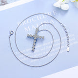 Heart Zircon Cross Pendant Necklace European American Style Light Chain