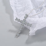 Heart Zircon Cross Pendant Necklace European American Style Light Chain