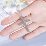 Heart Zircon Cross Pendant Necklace European American Style Light Chain