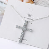 Heart Zircon Cross Pendant Necklace European American Style Light Chain