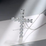 Heart Zircon Cross Pendant Necklace European American Style Light Chain