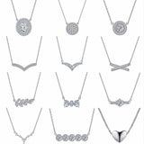 Heart Zircon Necklace Pendant S925 Silver Flower Clover Clavicle Chain