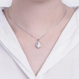 Heart Zircon Necklace Pendant S925 Silver Flower Clover Clavicle Chain