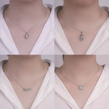 Heart Zircon Necklace Pendant S925 Silver Flower Clover Clavicle Chain