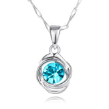 Heart Zircon Necklace Pendant S925 Silver Flower Clover Clavicle Chain