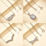 Heart Zircon Necklace Pendant S925 Silver Flower Clover Clavicle Chain