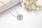 Heart Round Pendant 5A Zircon Cz 925 Sterling Silver Necklace Bridal Jewelry